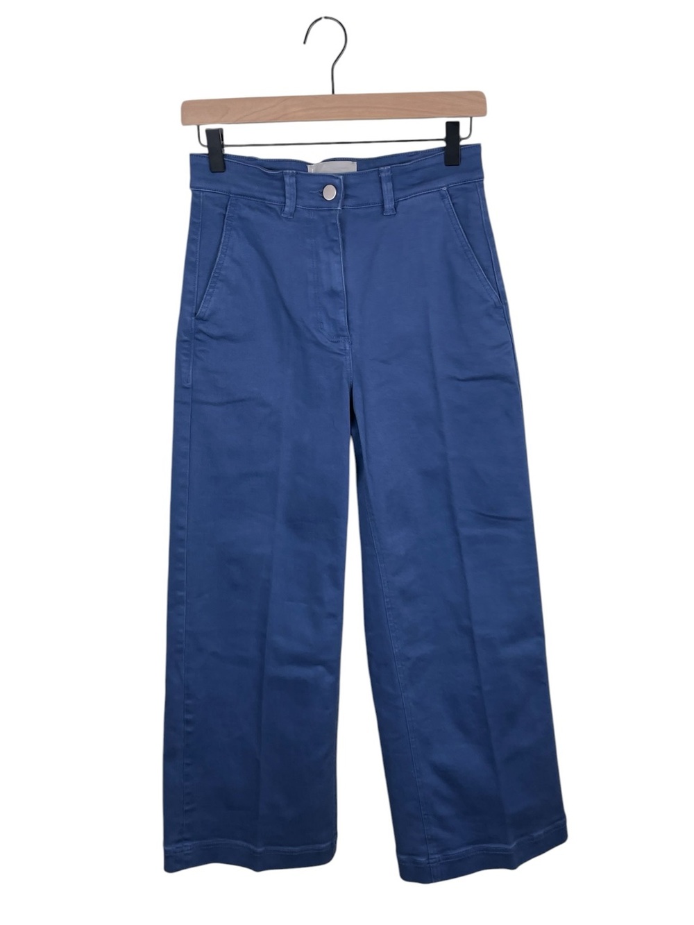 Everlane High Rise Wide Leg Crop Pants Blue Size 2 Minimalist Lagenlook Classic